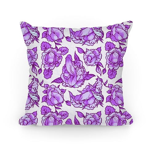 Floral Penis Pattern Purple Pillow